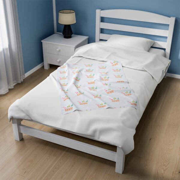 Dino Rawr plush blanket, cozy bedding, kids room decor, dinosaur lover gift, soft throw blanket, winter home accessory - Image 11