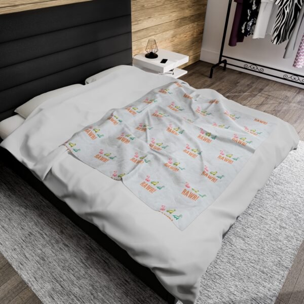 Dino Rawr plush blanket, cozy bedding, kids room decor, dinosaur lover gift, soft throw blanket, winter home accessory - Image 20