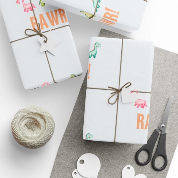 Dino Wrapping Papers, Rawr Theme, Birthday Christmas Gift Wrap Roll, Cute Dinosaurs Party Favors, Holiday Presents Packaging, Kids Crafts - Image 9