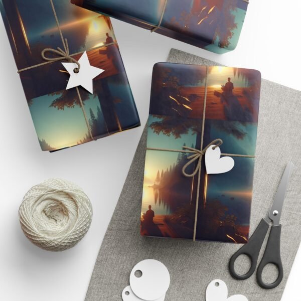 Wrapping Papers, Outdoor Tranquil Themed Christmas Gift Wrapping, Festive Holiday Packaging, Rustic Nature Wraps, Winter Present Decor - Image 3