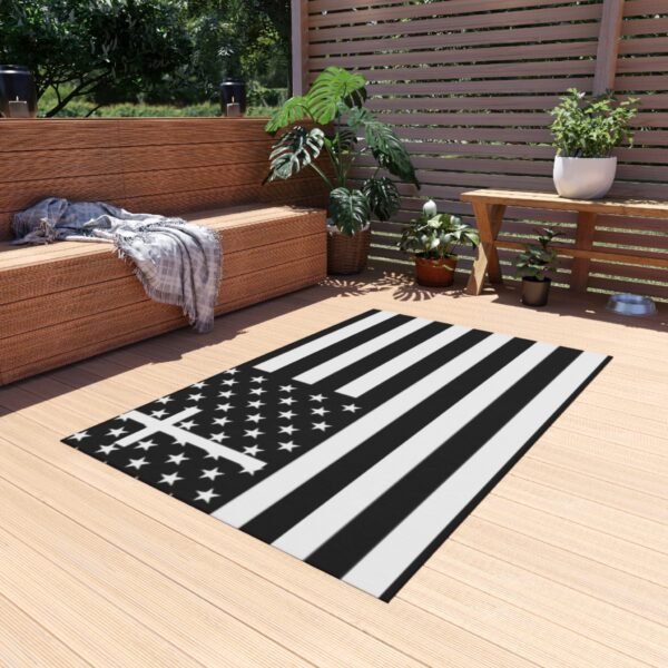 Outdoor Rug, American Flag with Cross, Faith Patriotic Design, Americana Decor, Patriotic Home Decor, Christian Gift, Indoor Outdoor Rug - Image 15