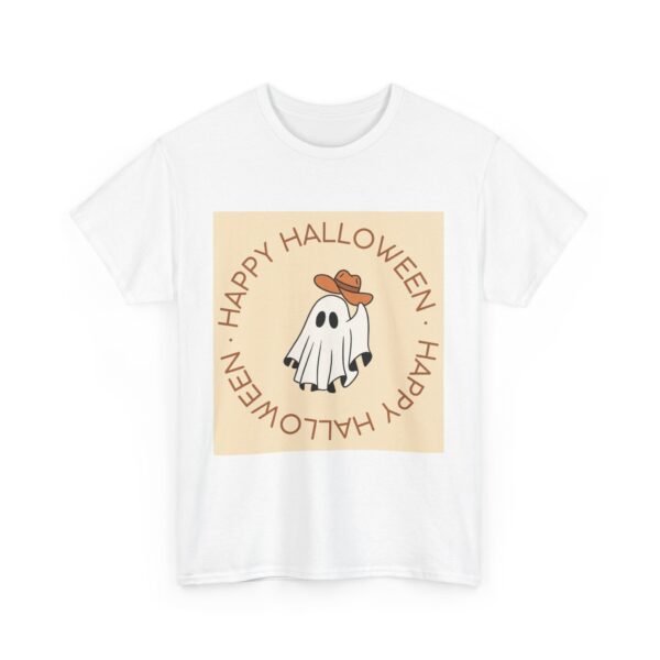 Ghost Cowboy Hat Halloween Tee, Western Style Shirt, Unisex Graphic Tshirt, Spooky Costume Top, Fun Holiday Apparel - Image 3