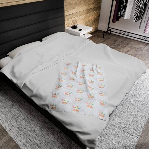 Dino Rawr plush blanket, cozy bedding, kids room decor, dinosaur lover gift, soft throw blanket, winter home accessory - Image 12