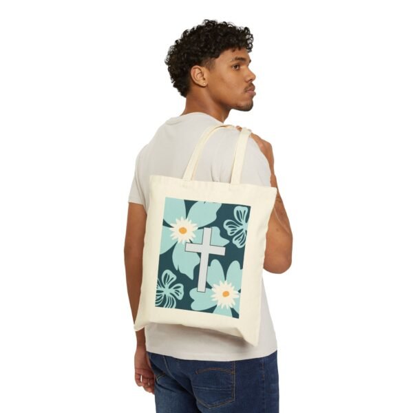 Faith Themed Tote Bag, Religious Canvas Bag, Christian Shoulder Tote, Inspirational Reusable Shopping Bag, Bible Quote Handbag - Image 3
