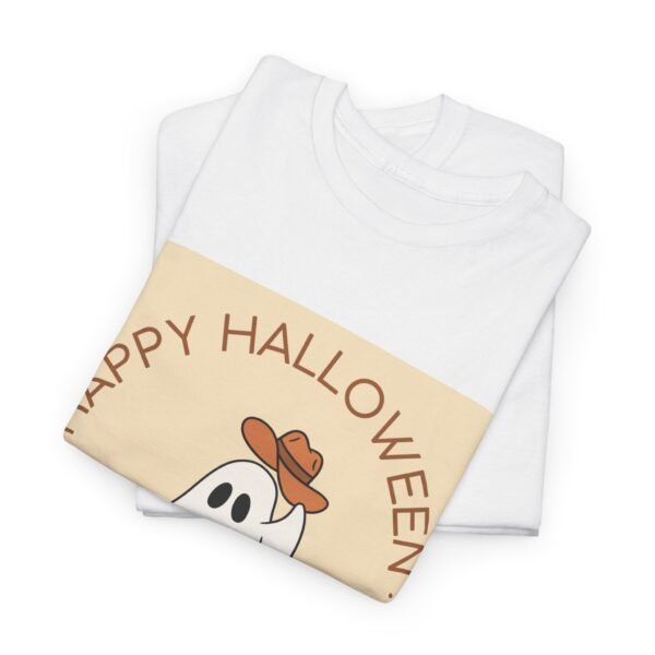 Ghost Cowboy Hat Halloween Tee, Western Style Shirt, Unisex Graphic Tshirt, Spooky Costume Top, Fun Holiday Apparel - Image 5