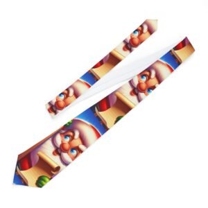 Christmas Themed Necktie, Festive Holiday Tie, Winter Celebration Accessory, Red and Green Xmas Neckwear, Santa Claus Design Apparel