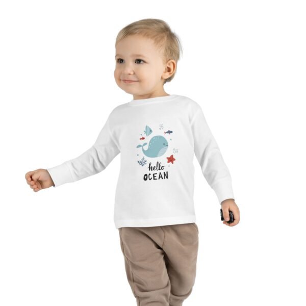Hello Ocean Toddler Long Sleeve Tee - Cute Beach Baby Top, Ocean Lover Kids Shirt, Beach Vacation Kids Clothing, Nautical Toddler Shirt, - Image 7