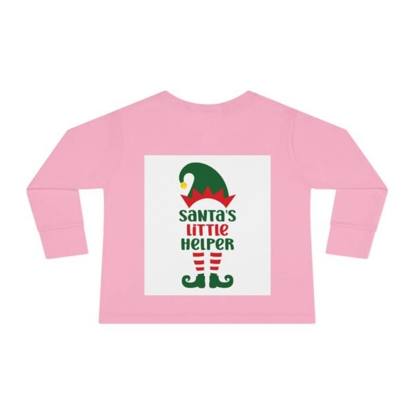 Christmas Smiling is my Favorite Santa's Little Helper Toddler Long Sleeve Tee, Holiday Kids Shirt, Festive Child Top, Xmas Outfit, Funny - Image 2