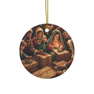 Christmas Time Ceramic Ornament, Holiday Decor, Festive Tree Decoration, Xmas Gift, Seasonal Ornament, Decorative Hanging Bauble for