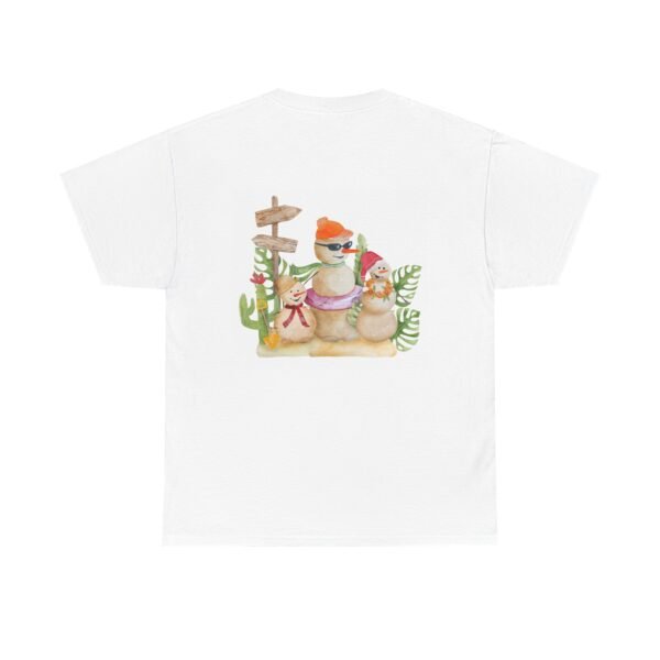 Christmas Cactus Snowmen Unisex Tee, Holiday Heavy Cotton T-Shirt, Festive Winter Gift, Xmas Apparel, Seasonal Graphic Shirt - Image 2