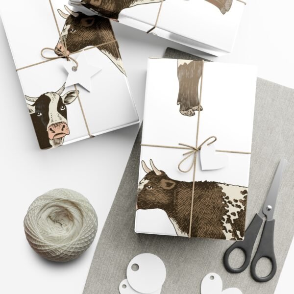 Cowboy Gift Wrap Papers - Cows, Rancher Theme Gift Wrapping Sheets, Western Gift - Image 6