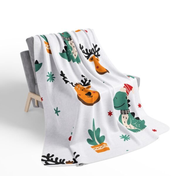 Christmas Dino Blanket, Holiday Sherpa Throw, Festive Fleece Blanket, Winter Home Decor, Cozy Lap Blanket - Image 5
