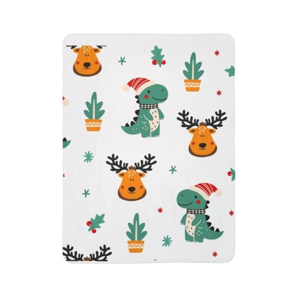 Christmas Dino Blanket, Holiday Sherpa Throw, Festive Fleece Blanket, Winter Home Decor, Cozy Lap Blanket - Image 6