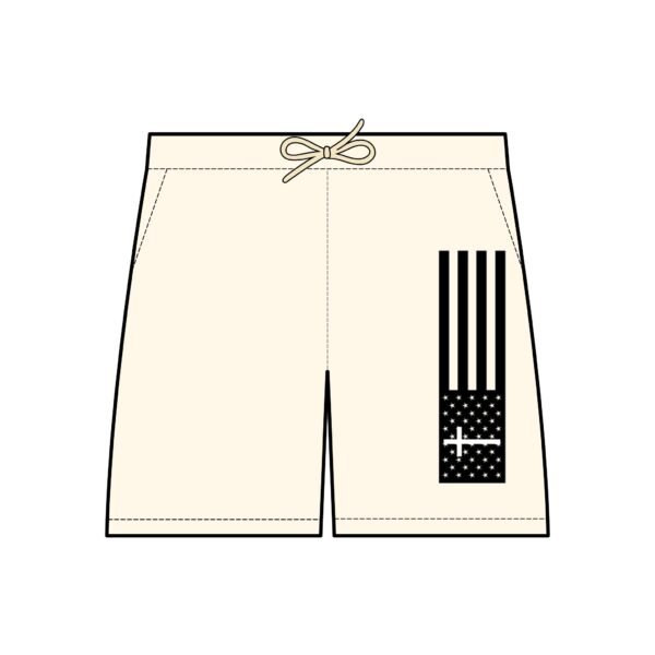 Cross Flag Sweat Shorts, Patriotic Sporty Athletic Shorts, Gym Lounge Activewear, Red White Blue Flag Beach Shorts, Summer Workout Shorts - Image 2