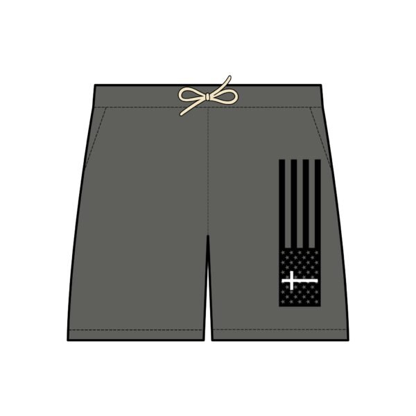 Cross Flag Sweat Shorts, Patriotic Sporty Athletic Shorts, Gym Lounge Activewear, Red White Blue Flag Beach Shorts, Summer Workout Shorts - Image 3