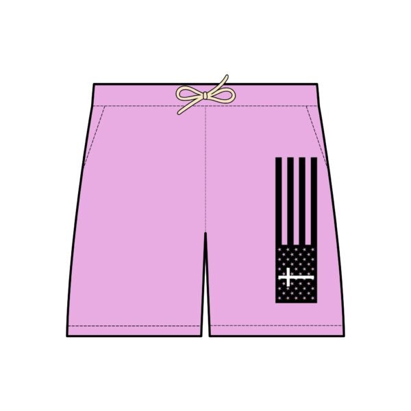 Cross Flag Sweat Shorts, Patriotic Sporty Athletic Shorts, Gym Lounge Activewear, Red White Blue Flag Beach Shorts, Summer Workout Shorts - Image 5