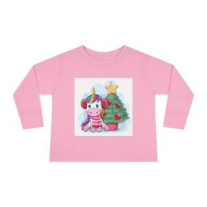 Unicorn Christmas Toddler Long Sleeve Tee, Kids Holiday Shirt, Festive Children's Clothing, Magical Xmas Top, Winter Wonderland Apparel