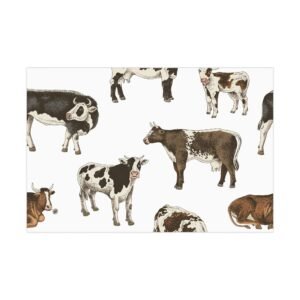 Cowboy Gift Wrap Papers - Cows, Rancher Theme Gift Wrapping Sheets, Western Gift
