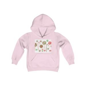 Christmas Candy Youth Hoodie Sweatshirt, Holiday Winter Jumper Top, Festive Xmas Apparel, Cute Kids Pullover, Cozy Children's Outerwear