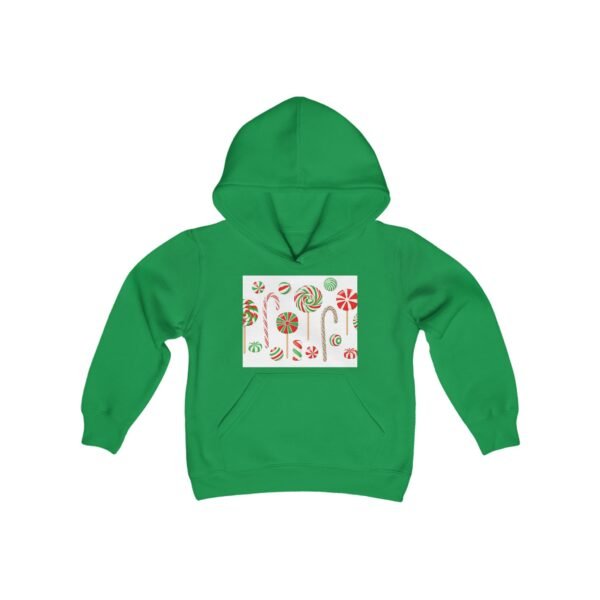 Christmas Candy Youth Hoodie Sweatshirt, Holiday Winter Jumper Top, Festive Xmas Apparel, Cute Kids Pullover, Cozy Children's Outerwear - Image 7