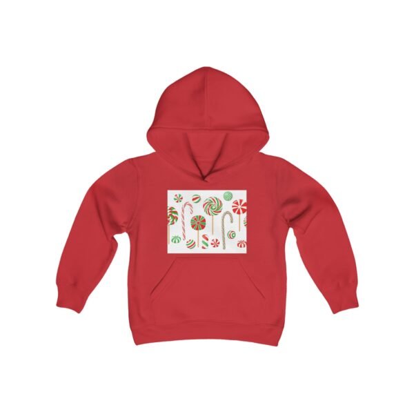 Christmas Candy Youth Hoodie Sweatshirt, Holiday Winter Jumper Top, Festive Xmas Apparel, Cute Kids Pullover, Cozy Children's Outerwear - Image 9
