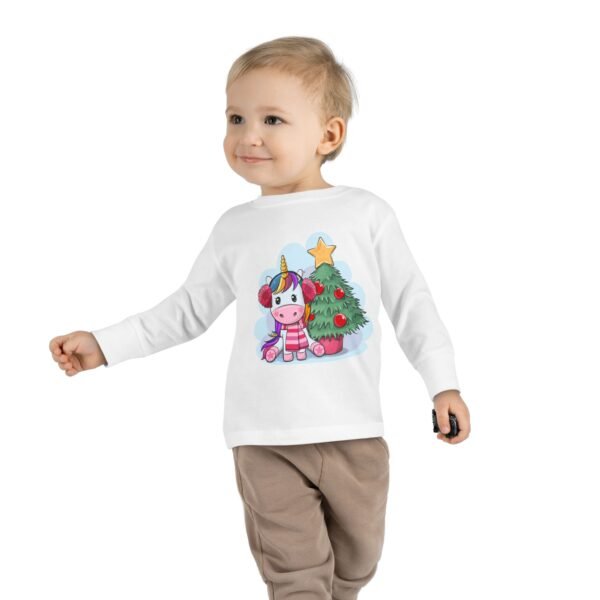 Unicorn Christmas Toddler Long Sleeve Tee, Kids Holiday Shirt, Festive Children's Clothing, Magical Xmas Top, Winter Wonderland Apparel - Image 7