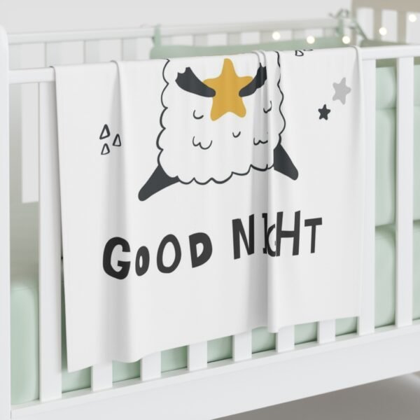 Baby Swaddle Blanket - Cute Goodnight Baby Lamb Design - Image 3