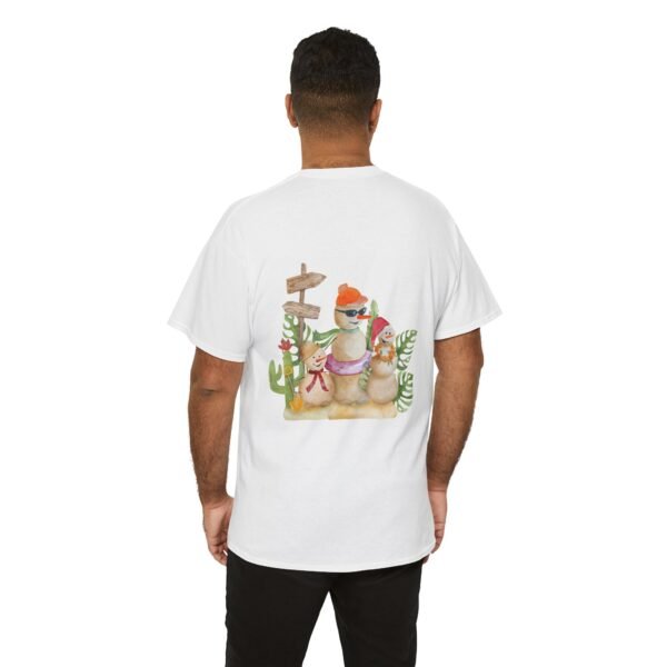 Christmas Cactus Snowmen Unisex Tee, Holiday Heavy Cotton T-Shirt, Festive Winter Gift, Xmas Apparel, Seasonal Graphic Shirt - Image 18