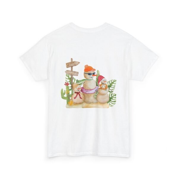 Christmas Cactus Snowmen Unisex Tee, Holiday Heavy Cotton T-Shirt, Festive Winter Gift, Xmas Apparel, Seasonal Graphic Shirt - Image 4