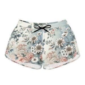 Floral Print Women's Shorts, Summer Beach Wear, Casual Vacation Bottoms, Boho Chic Lounge Shorts, Comfy Lounge Shorts