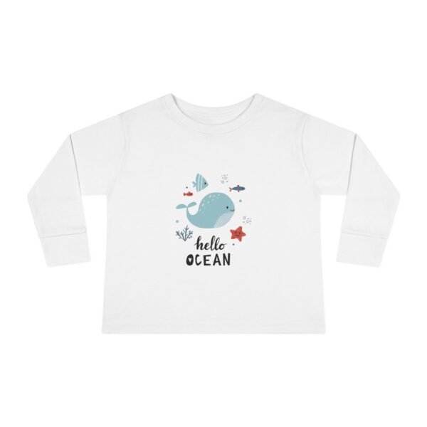 Hello Ocean Toddler Long Sleeve Tee - Cute Beach Baby Top, Ocean Lover Kids Shirt, Beach Vacation Kids Clothing, Nautical Toddler Shirt, - Image 5