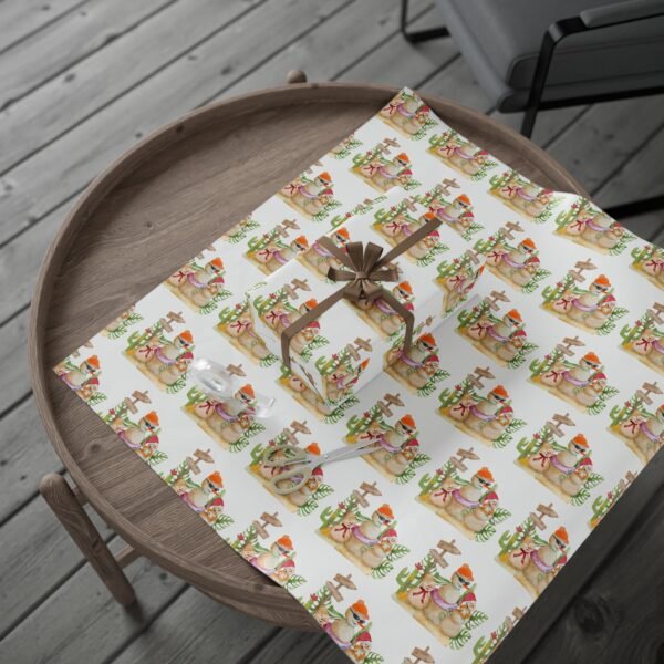 Christmas Cactus Wrapping Papers, Snowman Holiday Gift Wrap Roll, Festive Gift Packaging, Xmas Present Wrap, Seasonal Patterned Paper, - Image 4