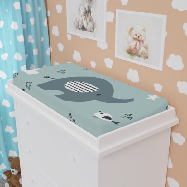 Baby Elephant Changing Pad Cover, Nursery Decor, Baby Shower Gift, Gender Neutral, Infant Changing Mat, Elephant Theme Nursery - Image 4