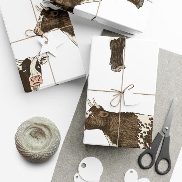 Cowboy Gift Wrap Papers - Cows, Rancher Theme Gift Wrapping Sheets, Western Gift - Image 2