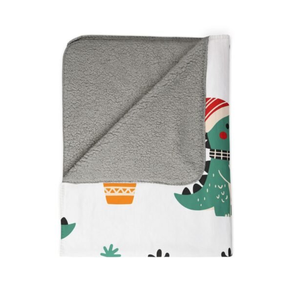 Christmas Dino Blanket, Holiday Sherpa Throw, Festive Fleece Blanket, Winter Home Decor, Cozy Lap Blanket - Image 2