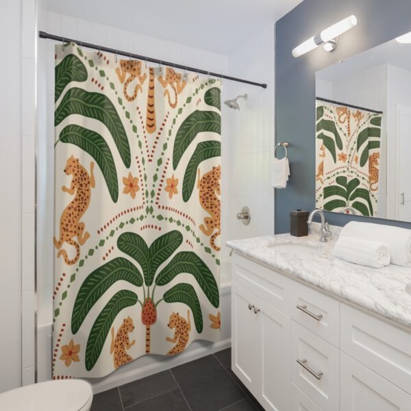 African Print Shower Curtains, Tribal Bathroom Decor, Ethnic Bath Curtain, Safari Theme Home Accessories, Jungle Safari Shower Decor - Image 2