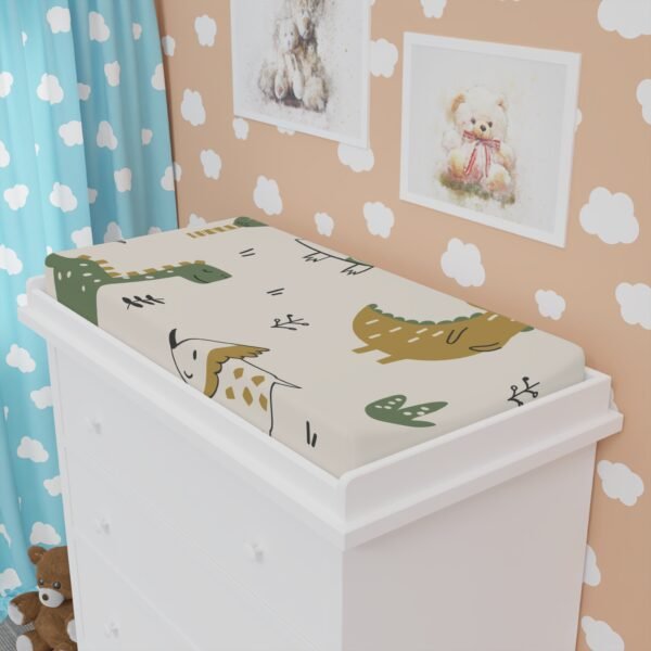 Dinosaur Changing Pad, Baby Nursery Decor, Gender Neutral Baby Shower Gift, Soft Minky Diaper Changing Table Cover, Toddler Room Accessories - Image 4
