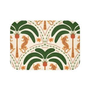 Tropical Palm Bath Mat - Coastal Bathroom Decor, Beach House Rug, Jungle Leaf Runner, Summer Home Gift, Tropical Bathroom Accessories