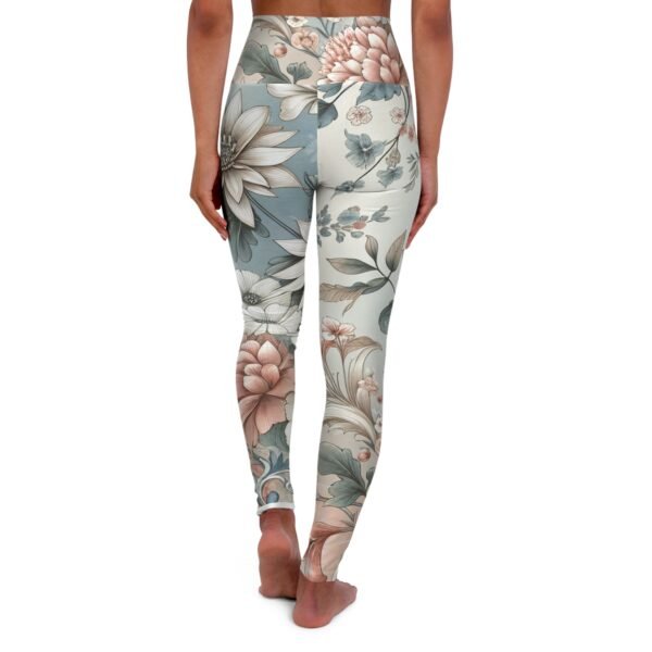 Floral Yoga Leggings, Women's Workout Pants, Elastic Waist Activewear, Stretchy Athletic Leggings, Botanical Print Tights - Image 2
