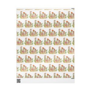 Christmas Cactus Wrapping Papers, Snowman Holiday Gift Wrap Roll, Festive Gift Packaging, Xmas Present Wrap, Seasonal Patterned Paper,