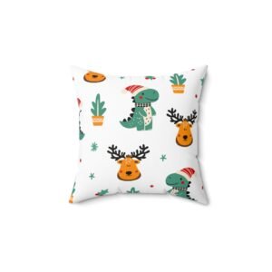 Christmas Dinosaur Pillow, Holiday Decor, Cute Festive Cushion, Winter Home Accent, Holiday Gift Idea