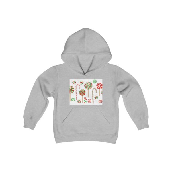Christmas Candy Youth Hoodie Sweatshirt, Holiday Winter Jumper Top, Festive Xmas Apparel, Cute Kids Pullover, Cozy Children's Outerwear - Image 5