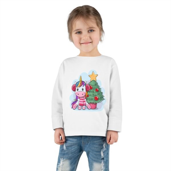 Unicorn Christmas Toddler Long Sleeve Tee, Kids Holiday Shirt, Festive Children's Clothing, Magical Xmas Top, Winter Wonderland Apparel - Image 8