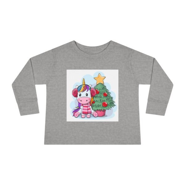 Unicorn Christmas Toddler Long Sleeve Tee, Kids Holiday Shirt, Festive Children's Clothing, Magical Xmas Top, Winter Wonderland Apparel - Image 9