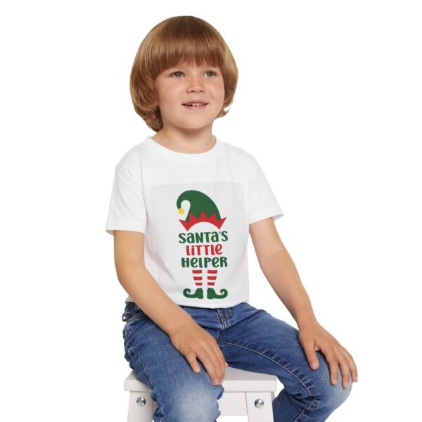 Santa's Little Helper Toddler T-shirt, Christmas Kids Shirt, Holiday Children's Tee, Festive Child Top, Xmas Apparel for Toddlers - Image 5