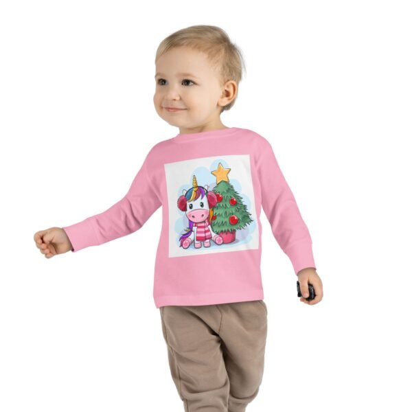 Unicorn Christmas Toddler Long Sleeve Tee, Kids Holiday Shirt, Festive Children's Clothing, Magical Xmas Top, Winter Wonderland Apparel - Image 3