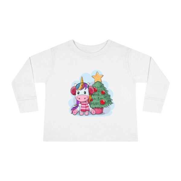 Unicorn Christmas Toddler Long Sleeve Tee, Kids Holiday Shirt, Festive Children's Clothing, Magical Xmas Top, Winter Wonderland Apparel - Image 5
