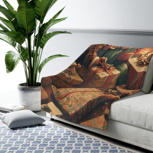 Christmas Themed Sherpa Fleece Blanket, Holiday Winter Home Decor, Cozy Throw Gift, Xmas Bedroom Decoration, Festive Living Room Accent - Image 3