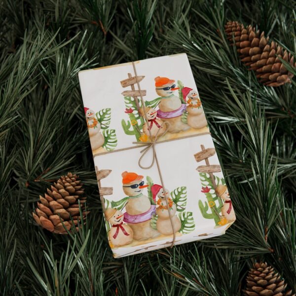 Christmas Cactus Wrapping Papers, Snowman Holiday Gift Wrap Roll, Festive Gift Packaging, Xmas Present Wrap, Seasonal Patterned Paper, - Image 5