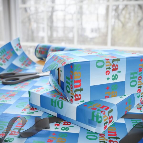 Christmas Wrapping Papers, Santa's Favorite HO - Funny Gift Wrap Roll, Xmas Holiday Present Wrap, Festive Gift Packaging, Santa Claus Paper - Image 9